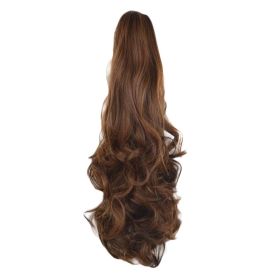 Ponytail Extension Claw Curly Wavy Clip-on Hairpiece One Piece Long Ponytail Hair Extensions,Light Brown