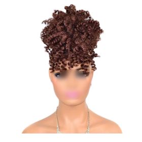 Afro Puff Drawstring Ponytail Synthetic Curly Hair Ponytail Extension Large Size Hair Bun Clip Hair Extensions,Dark Brown