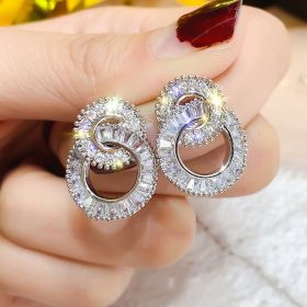 Huitan Dazzling Crystal Zircon Shape 8 Women Stud Earring Fashion Jewelry Wedding Party Office Lady Versatile Earrings Hot Sale