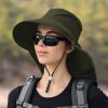 Wide Brim Shawl Ponytail Bucket Hat For Women; Outdoor Fishing Hiking UV Protection Bonnet