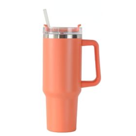 40oz Stainless Steel Handle Bottle Car Cup Double-layer Vacuum Iced Beer Cup Outdoor Portable Travel Insulation Cup (Color: orange red, size: 40oz)