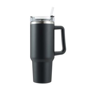 40oz Stainless Steel Handle Bottle Car Cup Double-layer Vacuum Iced Beer Cup Outdoor Portable Travel Insulation Cup (Color: Black, size: 40oz)