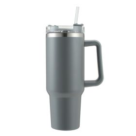 40oz Stainless Steel Handle Bottle Car Cup Double-layer Vacuum Iced Beer Cup Outdoor Portable Travel Insulation Cup (Color: Grey, size: 40oz)