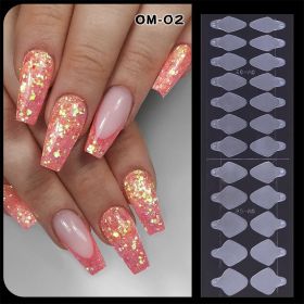 1 Bag Hot Nail Crystal Nail Die Acrylic Tips French Nail Sticker No Need Matte Nail Form Mould Extension Gel 24 Pieces of Mold French Paste (Kinds: OM-02)