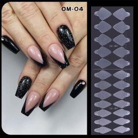 1 Bag Hot Nail Crystal Nail Die Acrylic Tips French Nail Sticker No Need Matte Nail Form Mould Extension Gel 24 Pieces of Mold French Paste (Kinds: OM-04)