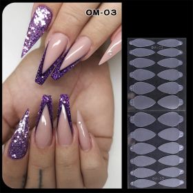 1 Bag Hot Nail Crystal Nail Die Acrylic Tips French Nail Sticker No Need Matte Nail Form Mould Extension Gel 24 Pieces of Mold French Paste (Kinds: OM-03)