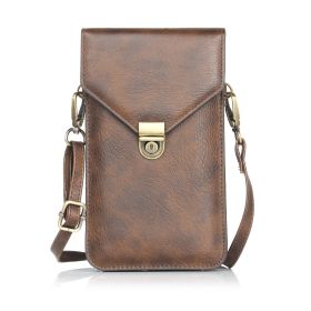 Phone Shoulder Bag, PU Leather Purse Crossbody Cell Phone Bag Multipurpose Cell Phone Shoulder Bag,Mobile Pouch Flip Cover Shoulder Bag (Color: Brown, size: M)