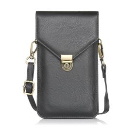 Phone Shoulder Bag, PU Leather Purse Crossbody Cell Phone Bag Multipurpose Cell Phone Shoulder Bag,Mobile Pouch Flip Cover Shoulder Bag (Color: Black, size: M)