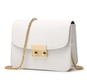 Women Bags PU Leather Messenger Bag Clutch Bags Designer Mini Shoulder Bag Women Handbag Hot Sale Purse (Color: White, size: M)