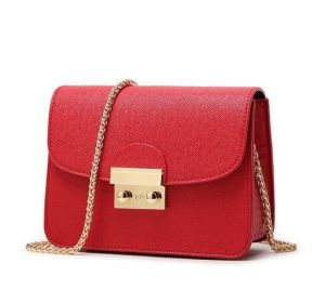 Women Bags PU Leather Messenger Bag Clutch Bags Designer Mini Shoulder Bag Women Handbag Hot Sale Purse (Color: Red, size: M)