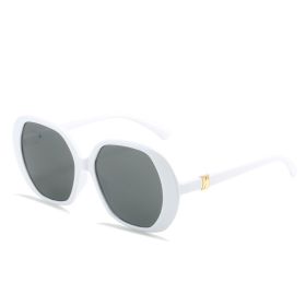 Fashion Round Sunglasses Women Large Frame Glasses Retro Sunglass Female Luxury Designer Eyewear UV400 Sun Glass Gradient Shades (Lens Color: white gray)