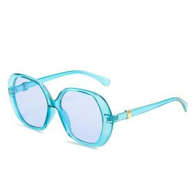 Fashion Round Sunglasses Women Large Frame Glasses Retro Sunglass Female Luxury Designer Eyewear UV400 Sun Glass Gradient Shades (Lens Color: blue blue)