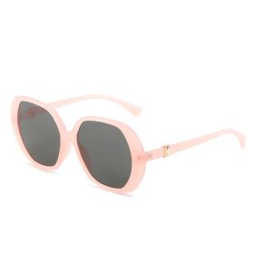 Fashion Round Sunglasses Women Large Frame Glasses Retro Sunglass Female Luxury Designer Eyewear UV400 Sun Glass Gradient Shades (Lens Color: pink gray)