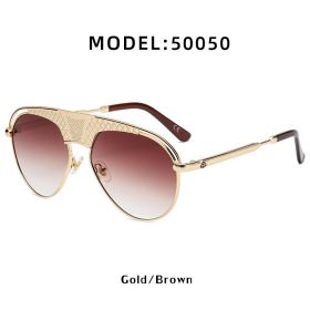 Fashion Pilot Sunglasses Men Steampunk Glasses Retro Driving Sunglass Luxury Designer Eyewear UV400 Sun Glass Gradient Shades (Lens Color: gold brown)