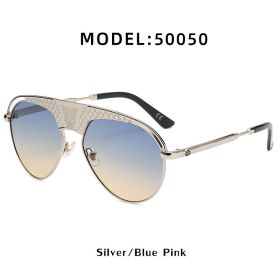 Fashion Pilot Sunglasses Men Steampunk Glasses Retro Driving Sunglass Luxury Designer Eyewear UV400 Sun Glass Gradient Shades (Lens Color: silver blue yellow)