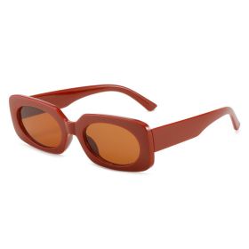 Fashion Rectangle Sunglasses Women Candy Color Glasses Retro Sunglass Female Luxury Designer Eyewear UV400 Sun Glass Shades (Lens Color: coffee tea)