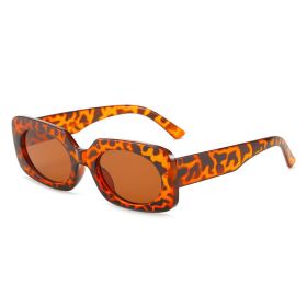 Fashion Rectangle Sunglasses Women Candy Color Glasses Retro Sunglass Female Luxury Designer Eyewear UV400 Sun Glass Shades (Lens Color: leopard tea)