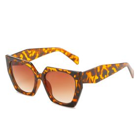 Fashion Polygonal Sunglasses Women Largef Rame Glasses Retro Sunglass Men Luxury Designer Eyewear UV400 Sun Glass Gradient Shade (Lens Color: leopard tea)