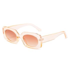 Fashion Rectangle Sunglasses Women Candy Color Glasses Retro Sunglass Female Luxury Designer Eyewear UV400 Sun Glass Shades (Lens Color: champagne tea)