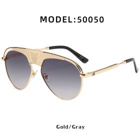 Fashion Pilot Sunglasses Men Steampunk Glasses Retro Driving Sunglass Luxury Designer Eyewear UV400 Sun Glass Gradient Shades (Lens Color: gold gray)