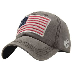 New baseball hat washed and made old letters peaked cap tide men and women American flag cotton multicolor hat (Color: Brown)