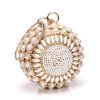 Round Evening Bag Clutch Ladies Metal Bag Women's Party Handbag Pearl Decoration