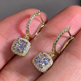 Huitan Luxury Bridal Wedding Engagement Drop Earrings with Cubic Zirconia Silver Color Elegant Women Accessories Fashion Jewelry (Metal Color: E1809)