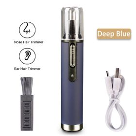 1PC Electric Nose Hair Trimmer USB Rechargeable Ear Nose Hair Trimmer Shaver Razor For Men Hair Removal (Color: Deep Blue, Items: Nose Hair Trimmer)