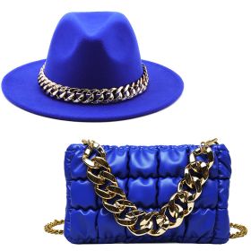 New 2022 Handbags For Women Messenger Bags Golden Metal Chain Pleated Leather Square Crossbody Bags Fashion Females Hats Bag Set (Color: Blue, size: 22x13x4cm)