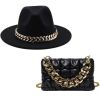 New 2022 Handbags For Women Messenger Bags Golden Metal Chain Pleated Leather Square Crossbody Bags Fashion Females Hats Bag Set