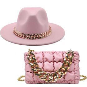 New 2022 Handbags For Women Messenger Bags Golden Metal Chain Pleated Leather Square Crossbody Bags Fashion Females Hats Bag Set (Color: Light Pink, size: 22x13x4cm)