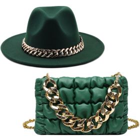 New 2022 Handbags For Women Messenger Bags Golden Metal Chain Pleated Leather Square Crossbody Bags Fashion Females Hats Bag Set (Color: Green, size: 22x13x4cm)