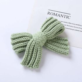 Baby Solid Color Big Knitted Bow Handmade Hairpin (Color: Green, Size/Age: Average Size (0-8Y))