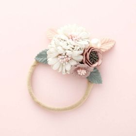 Baby Floral Decoration Design Elastic Hair Rope (Color: White, Size/Age: Average Size (0-8Y))