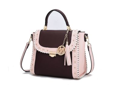 MKF Collection Flora Satchel bag Vegan Leather Women by Mia k (Color: Wine, Material: Vegan Leather)