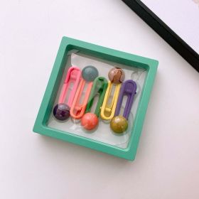 Sweet Girls Candy Color 1box=5pieces Hairpin Clips (Color: Green, Size/Age: Average Size (0-12Y))