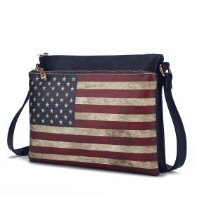 MKF Collection Madeline Printed Flag Vegan Leather Women Crossbody Bag by Mia K (Color: Navy, Material: Vegan Leather)