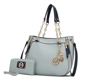 MKF Collection Lina Tote Handbag with Wristlet Wallet Vegan Leather Crossover Women's Purse by Mia K (Color: Light Blue, Material: Vegan Leather)