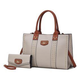 MKF Collection Davina Tote Handbag with wallet Vegan Leather Crossover Womens Purse by Mia K (Color: Taupe, Material: Vegan Leather)