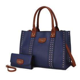 MKF Collection Davina Tote Handbag with wallet Vegan Leather Crossover Womens Purse by Mia K (Color: Navy, Material: Vegan Leather)