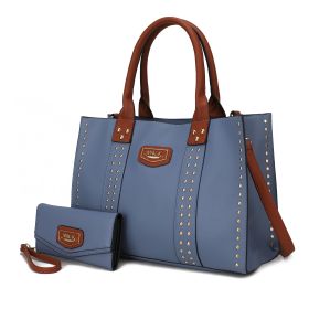 MKF Collection Davina Tote Handbag with wallet Vegan Leather Crossover Womens Purse by Mia K (Color: Denim, Material: Vegan Leather)