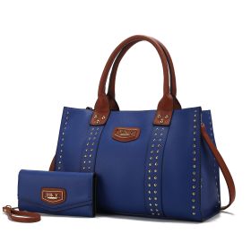 MKF Collection Davina Tote Handbag with wallet Vegan Leather Crossover Womens Purse by Mia K (Color: Royal Blue, Material: Vegan Leather)