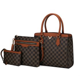 MKF Collection Finnley 3 Pc Satchel Handbag with Crossbody & Wristlet Vegan Leather Womens by Mia k (Color: Brown-Coffee, Material: Vegan Leather)