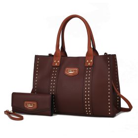 MKF Collection Davina Tote Handbag with wallet Vegan Leather Crossover Womens Purse by Mia K (Color: Coffee, Material: Vegan Leather)