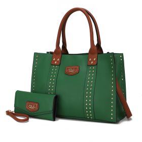 MKF Collection Davina Tote Handbag with wallet Vegan Leather Crossover Womens Purse by Mia K (Color: Green, Material: Vegan Leather)