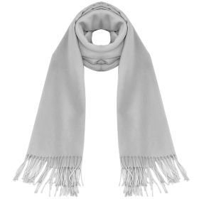 Mens Womens Oversize Cashmere Wool Shawl Wraps Blanket Winter Solid Scarf Soft Pashmina 79" X 28" (Color: LGTGrey)