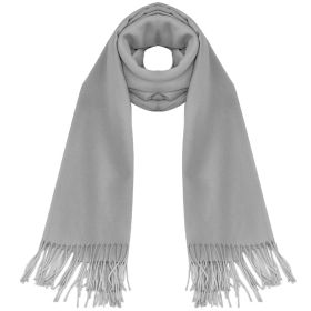 Mens Womens Oversize Cashmere Wool Shawl Wraps Blanket Winter Solid Scarf Soft Pashmina 79" X 28" (Color: Grey)