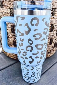 Rose Leopard Spotted 304 Stainless Double Insulated Cup 40oz (Color: Sky Blue, size: ONE SIZE)