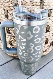 Rose Leopard Spotted 304 Stainless Double Insulated Cup 40oz (Color: Gray, size: ONE SIZE)