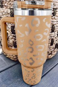 Rose Leopard Spotted 304 Stainless Double Insulated Cup 40oz (Color: Apricot, size: ONE SIZE)